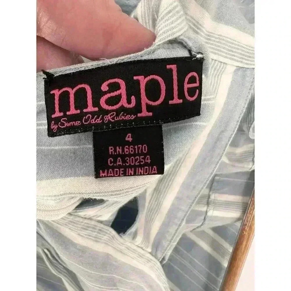 Anthro | Maple by Some Odd Rubies Blue Strip Allegra Women's Casual Dress Size 4 - Picture 5 of 7